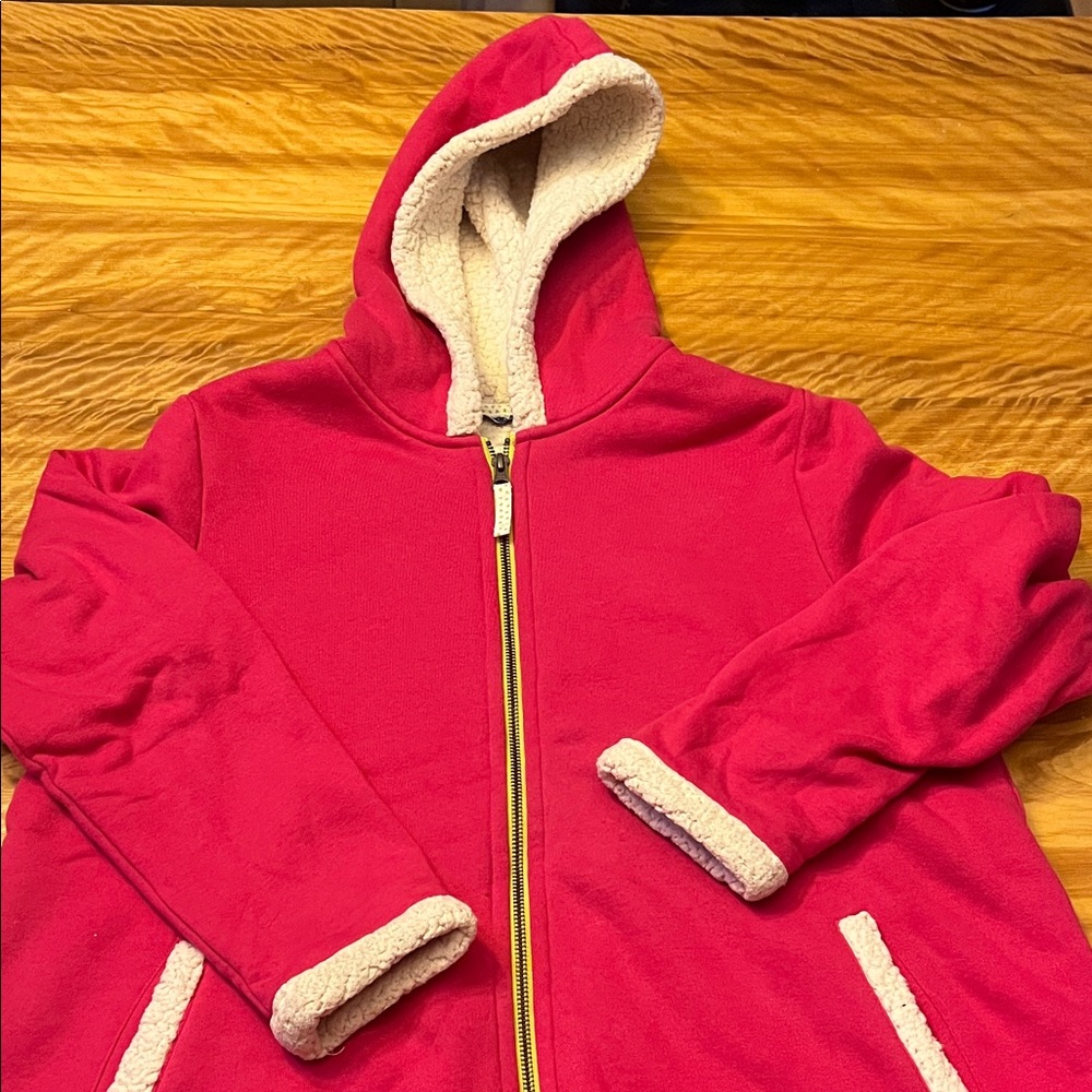 Lands' End Vibrant Pink Kids Hoodie with Soft Cream Accents